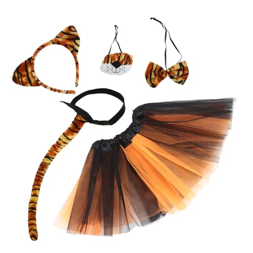 OUNONA Tiger Kostüm Set für Plüsch Tierohren Nase Tüllrock für Halloween und Karneval Interaktives Tierkostüm mit Auffälligem Design für Mottopartys OUNONA Tiger Kostüm Set für Plüsch Tierohren Nase Tüllrock für Halloween und Karneval Interaktives Tierkostüm mit Auffälligem Design für Mottopartys von OUNONA