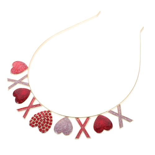 OUNONA Valentinstag Stirnband mit Funkelnden Roten Kristallen Romantischer Haarreif für Damen Bequemes Herz Haaraccessoire für Party Foto und Festliche Anlässe von OUNONA