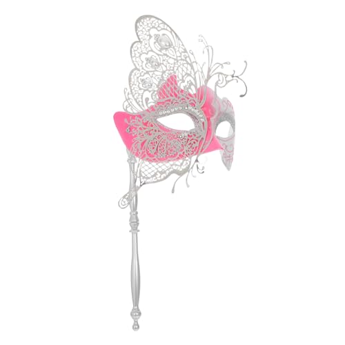 OUNONA Venetian Schmetterlings-maske aus Metall mit Stab Elegante Abendball-maske für Damen für Halloween Karneval Mardi Gras Prom-party und Maskenball-zubehör von OUNONA