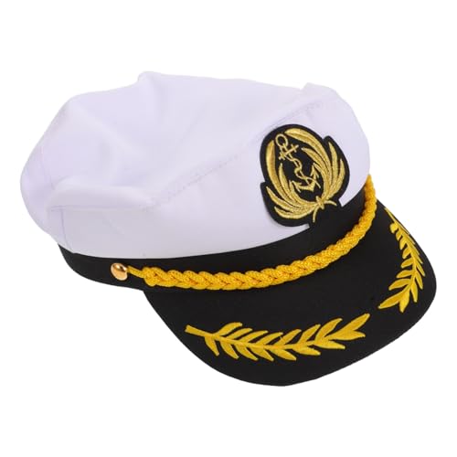 OUNONA Verstellbare Admiral Mütze Weiß Atmungsaktiv Flacher Marinehut für Herren Damen Sommer Yacht Kapitänsmütze Retro Stil für Boating Cosplay von OUNONA