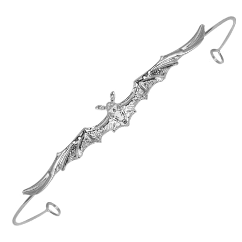OUNONA Vintage Gothic Fledermaus Stirnband Unisex Halloween Kopfschmuck Ergonomisch Für Party Cosplay Kostüm Accessoire Mit Ausgestreckten Flügeln Silber von OUNONA