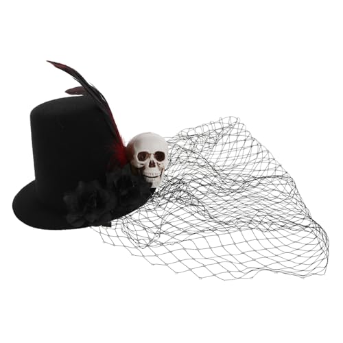 OUNONA Vintage Gothic Small Top Fascinator Hut mit Schwarzem Netz und Rosenblüten Leichter Mesh Haarclip Mini Hut für Halloween Teeparty und Bühnenauftritte Stilvolles Haar Accessoire von OUNONA