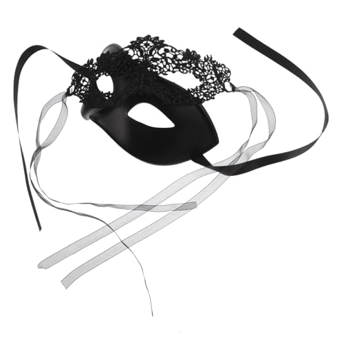 OUNONA Vintage Halbgesichts Maske für Venezianische Spitzen Masquerade mit Floralen Akzenten Ergonomisch Geformt Schwarz für Karneval Halloween und Maskenball von OUNONA