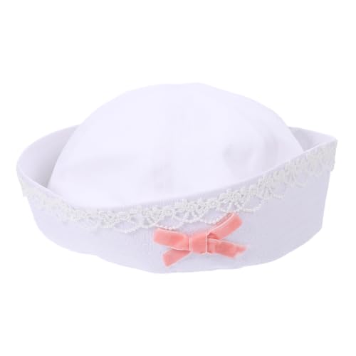 OUNONA Vintage Lace Sailor Hat für Eleganter Outdoor Hut mit Schleifendekoration für Cosplay und Freizeitaktivitäten Charmant und Einfache Pflege und Langlebig von OUNONA