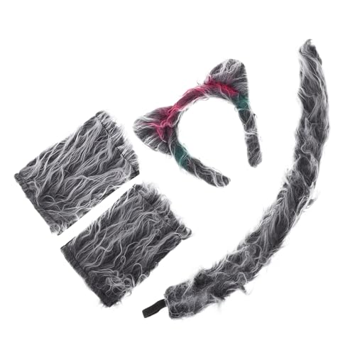 OUNONA Wolf Kostüm Zubehör mit Ohren und Handschuhen für Halloween Cosplay Tier Verkleidung für Jungen und Mädchen für Kostümparty Bühnenauftritt und Rollenspiel von OUNONA
