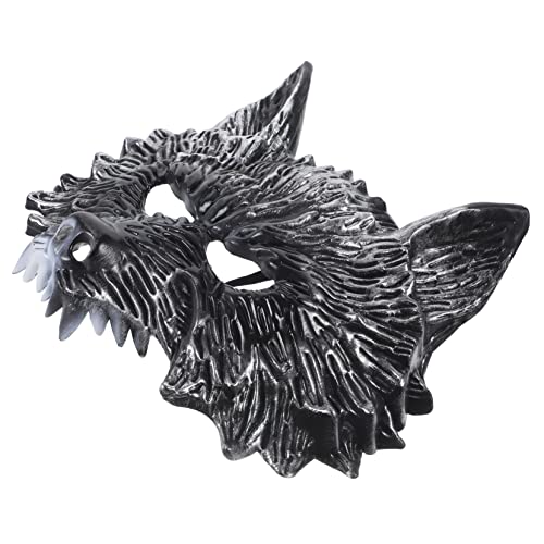 OUNONA Wolfskopf Maske Silber Halloween Kostüm Requisite Realistische Party Performance Maske Karneval Cosplay Zubehör für Maskenball und Themenfeier von OUNONA