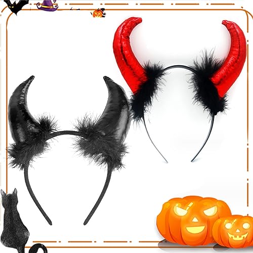 Teufel Ohren Haarband,2 Stück Teufelsohren,Teufels Ohren Haarreif Teufelshörner auf Haarreif,Haarreifen Mardi Gras Masquerade Party Foto Requisiten,für Karneval Halloween Party Kostüm von OUOQI