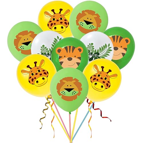 32 Stück Dschungel Luftballons,12 Zoll Safari Luftballon Dschungel Tiere Geburtstagsdeko Balloons,Dschungel Geburtstag Dekoration Luftballon,Dschungel Tier Muster Latexballons,für Jungle Party von OUOQI