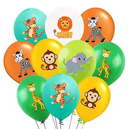 30 Stück Dschungeltiere Luftballon,Dschungel Geburtstag Dekoration Luftballon,12 Zoll Geburtstag Deko Ballon,Dschungel Tier Muster Latexballons,für Kindergeburtstag Jungle Theme Party Supplies von OUOQI