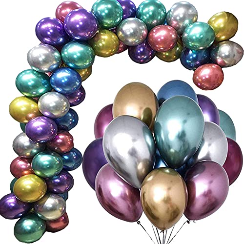 50 Stück Helium balloon,Luftballons Metallic,luftballons bunt metallic,Latex Ballons Metallic,Ballondekoration der Geburtstagsfeier,Wird verwendet,um Hochzeitsdekoration, Vintage-Dekoration von OUOQI