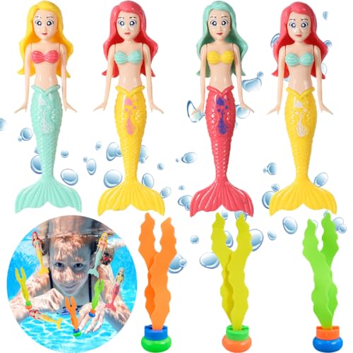 7pcs Meerjungfrau Tauchspielzeug,Tauchspielzeug Pool Spielzeug, Unterwasser Schwimmbad Spielzeug,Unterwasser Pool Spielzeug Set, Kinder Tauchspielzeug,TauchMeerjungfrau,für Kindern Unterwasserspiel von OUOQI