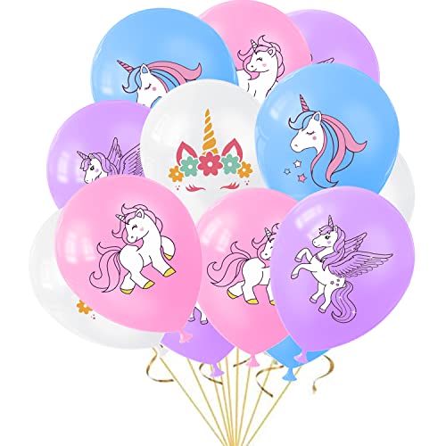 32 Stück 12 Zoll Einhorn Luftballons,Einhorn Latex Luftballon,Einhorn Party Luftballons,Einhorn Luftballons für Mädchen,Multicoloured Unicorn Balloon,Einhorn geburtstagsdeko für Kinder Geburtstag von OUOQI