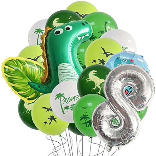 Folienballon Dinosaurier,Dino Luftballon,Dino Geburtstag Dekoration Großes Dinosaurier Happy Birthday Luftballon 8,Dino Luftballons Party,Kindergeburtstag Dino Heliumballon für Geburtstag Geschenk von OUOQI