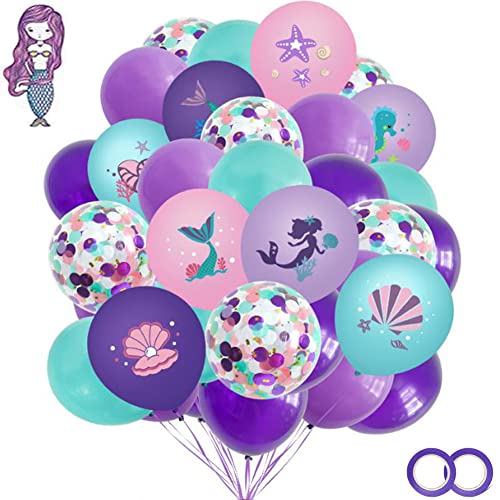 Meerjungfrau Luftballon Set,38 Stück Meerjungfrauen Ballons,Mermaid Ballons Mädchen Kinder Geburtstag,lila blaugrüner Meerjungfrauen-Ballon,Perfekt für Mädchen Geburtstagsfeier Party von OUOQI