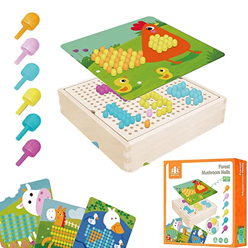 Mosaik Steckspiel für Kinder,Steckmosaik mit 240 Steckperlen,Lernspielzeug Geschenk Farbe Matching Mosaik-Steckplatte,Bunte Steckspiel Pädagogische Baustein für Jungen Mädchen ab 3 Jahre von OUOQI