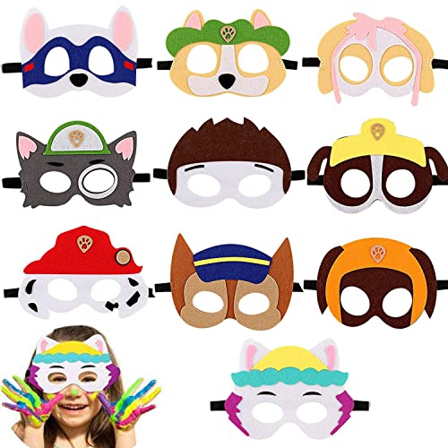 OUOQI 10 Stück Party Masken,Dog Masken,Kinder Cosplay Party Masken,Dog Deko Masken,Partymasken für Kinder,Masken Filz Kinder Puppy Party Masken,Charakter Masken von OUOQI