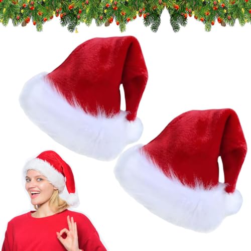 OUOQI 2 Stück Weihnachtsmützen,Rot Weihnachtsmützen Plüsch,Weihnachtsfeier Hut,Mütze Weihnachten,Nikolausmütze,Weihnachtsmannmütze Plüsch,Plüschseite Weihnachtsmann Mütz,fur alle Erwachsene OUOQI 2 Stück Weihnachtsmützen,Rot Weihnachtsmützen Plüsch,Weihnachtsfeier Hut,Mütze Weihnachten,Nikolausmütze,Weihnachtsmannmütze Plüsch,Plüschseite Weihnachtsmann Mütz,fur alle Erwachsene von OUOQI