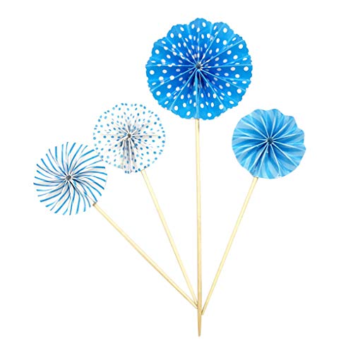 4 x Papierfächer Dekoration Geburtstag Party Gold Kuchen Topper Set Bunte Runde Kuchen Topper Blau 4 x Papierfächer Dekoration Geburtstag Party Gold Kuchen Topper Set Bunte Runde Kuchen Topper Blau von OUOULAJY