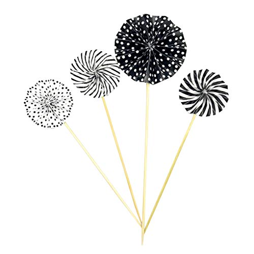 4 x Papierfächer Dekoration Geburtstag Party Gold Kuchenaufsatz-Set bunte runde Kuchenaufsätze schwarz 4 x Papierfächer Dekoration Geburtstag Party Gold Kuchenaufsatz-Set bunte runde Kuchenaufsätze schwarz von OUOULAJY