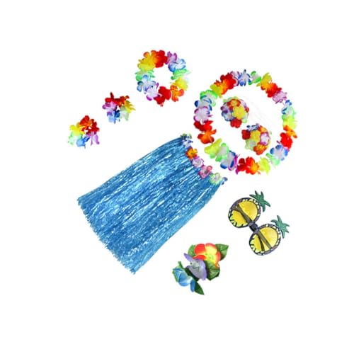 OUOULAJY Hula-Tanz-Set, Girlande, Rock, Handgelenkband, Haarspange, Kleid, Su mmer, Geburtstag, Hochzeit, Party, Kostümzubehör, Kits Nr. 4, 8 Stück von OUOULAJY