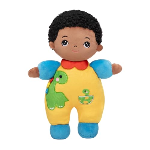 OUOZZZ Baby Puppe, 25cm Weiche Afrikanische Stoffpuppe Dinosaurier, Kuschelpuppe für Kinder ab 3 Monaten - Baby Geschenk zur Geburt Jungen Mädchen von OUOZZZ