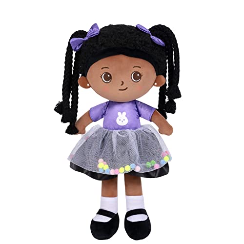 OUOZZZ Baby Puppe, Weiche Stoffpuppe Mädchen mit Zopf, Afrikanische Stoffpuppen Kuschelpuppe für Kinder ab 3 Monaten - Baby Geschenk zur Geburt Mädchen Jungen, 38cm OUOZZZ Baby Puppe, Weiche Stoffpuppe Mädchen mit Zopf, Afrikanische Stoffpuppen Kuschelpuppe für Kinder ab 3 Monaten - Baby Geschenk zur Geburt Mädchen Jungen, 38cm von OUOZZZ