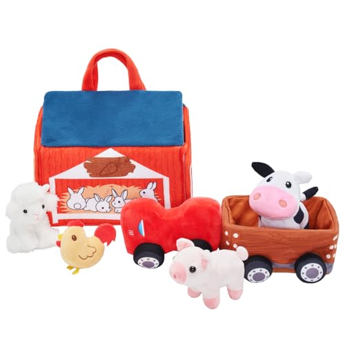OUOZZZ Baby Spielzeug ab 1 Jahr, 6-in-1 Niedliche Farm Spielzeug Klein Bauernhof Kuscheltiere mit Tragetasche - Geburtstagsgeschenke für 1 2 3 Jahr Kleinkinder OUOZZZ Baby Spielzeug ab 1 Jahr, 6-in-1 Niedliche Farm Spielzeug Klein Bauernhof Kuscheltiere mit Tragetasche - Geburtstagsgeschenke für 1 2 3 Jahr Kleinkinder von OUOZZZ