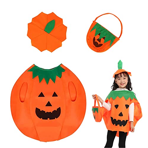 OUQIWEN Halloween Kürbis Kostüm,Kürbis Kostüm kinder,mit Kürbiskorb und Hut,Für Junge Mädchen Cosplay Halloween Party OUQIWEN Halloween Kürbis Kostüm,Kürbis Kostüm kinder,mit Kürbiskorb und Hut,Für Junge Mädchen Cosplay Halloween Party von OUQIWEN