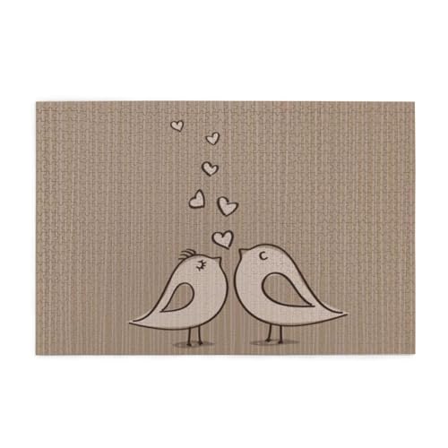 Love Birdie Stripe Print Jigsaw Puzzle 1000 Teile Holzpuzzle Geschenke Für Erwachsene Familie Hochzeit Abschluss Geschenk Vertikale Version von OUSIKA
