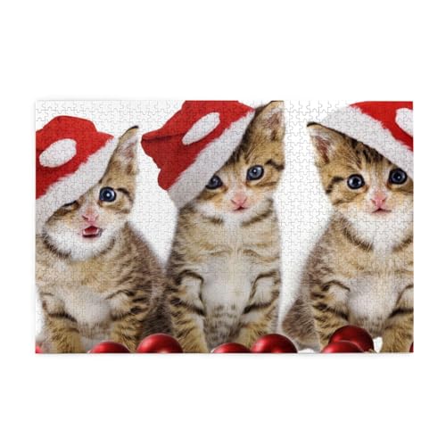 Lustiges Kätzchen Katzen Druck Puzzle 1000 Teile Holzpuzzle Geschenke Für Erwachsene Familie Hochzeit Abschluss Geschenk Vertikale Version von OUSIKA