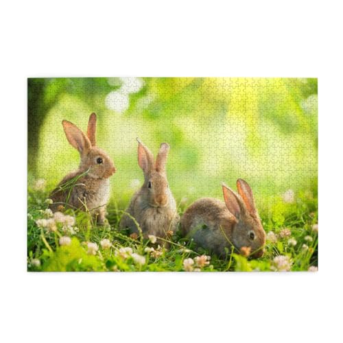 Lustiges Kaninchen-Druck-Puzzle, 1000 Teile, Holzpuzzle, Geschenke für Erwachsene, Familie, Hochzeit, Abschlussgeschenk, vertikale Version von OUSIKA