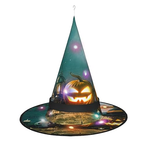 OUSIKA Kürbis Halloween Halloween Hut Hängende Beleuchtete LED Hut Halloween Glänzend Hexenhut Cosplay Kappe für Halloween Dekor von OUSIKA