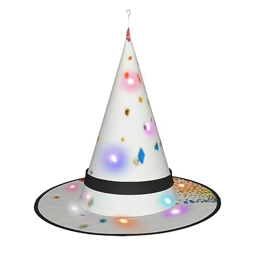 OUSIKA Regenbogen-Halloween-Hut zum Aufhängen, beleuchteter LED-Hut, Halloween, glänzender Hexenhut, Cosplay-Kappe für Halloween-Dekor von OUSIKA