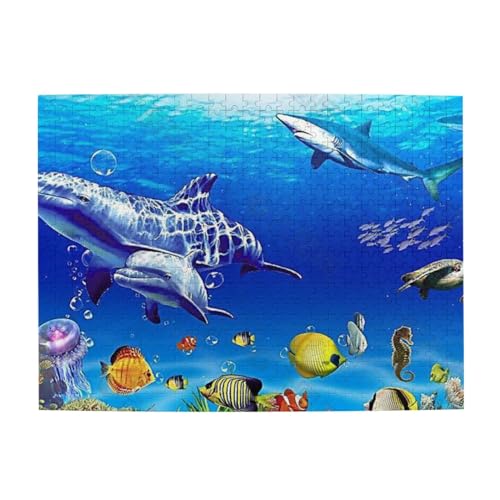 Ozean Meer Meeresboden Korallen Fisch Druck Jigsaw Puzzle 500 Teile Holzpuzzle Geschenke Für Erwachsene Familie Hochzeit Abschluss Geschenk Vertikale Version von OUSIKA
