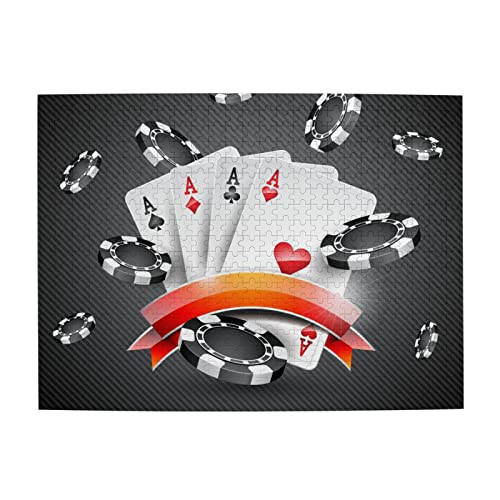 Poker-Turnierdruck Puzzle 500 Teile Holzpuzzle Geschenke Für Erwachsene Familie Hochzeit Abschluss Geschenk Vertikale Version von OUSIKA