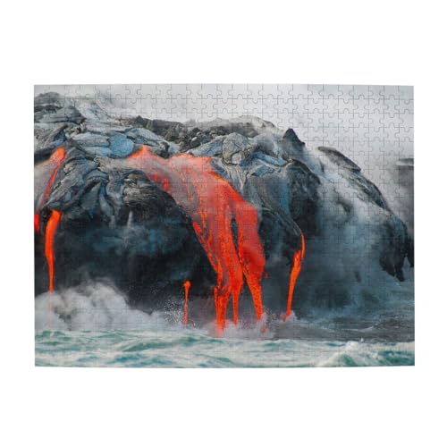 Red Hot Lava From Kilauea Vulkandruck Puzzle 500 Teile Holzpuzzle Geschenke Für Erwachsene Familie Hochzeit Abschluss Geschenk Vertikale Version von OUSIKA