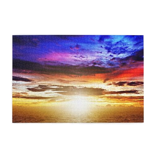 Sea View Sunset Print Jigsaw Puzzle 1000 Pieces Wooden Puzzle Gifts For Adult Family Wedding Graduation Gift Vertical Version von OUSIKA