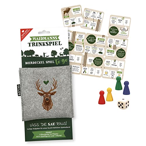 AKAH Bierdeckel-Spiel - Trinkspiel zum Wandern und für Jäger - Kompaktes Spiel für vier Mitspieler zum Mitnehmen inklusive Würfel AKAH Bierdeckel-Spiel - Trinkspiel zum Wandern und für Jäger - Kompaktes Spiel für vier Mitspieler zum Mitnehmen inklusive Würfel von OUTDOORDINO