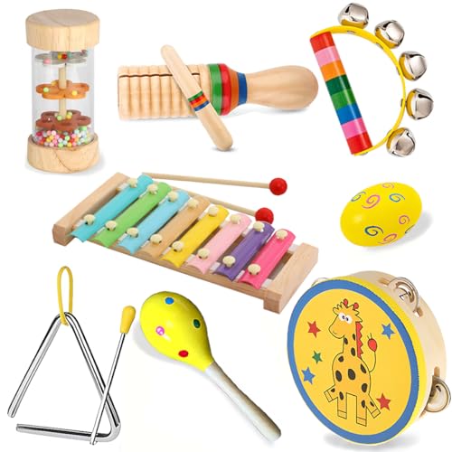 Musikinstrumente für Kinder, Montessori Musikinstrumente, Xylophon Kinder, Montessori-Spiele 3 Jahre, Weihnachts- und Geburtstagsgeschenk für Kinder von 3-6 Jahren (8 in 1) von OUYULAI