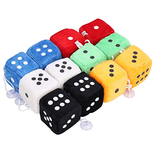 Fuzzy Dice Set von 12, Dekorative Hängeornamente, Vielseitige Dekoration, Farbauswahl, Verleiht Einen Hauch von Stil, Plüsch- und Schwammstoff mit Mehreren Farben für Auto, Home Fuzzy Dice Set von 12, Dekorative Hängeornamente, Vielseitige Dekoration, Farbauswahl, Verleiht Einen Hauch von Stil, Plüsch- und Schwammstoff mit Mehreren Farben für Auto, Home von OVAQUIXI