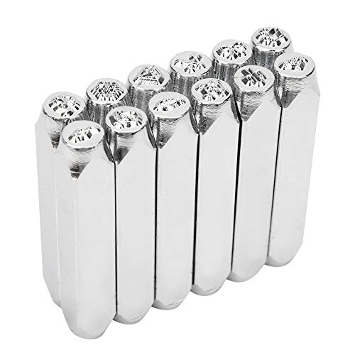 OVAQUIXI 12pcs 6mm 1/4 Zoll Design Stempel Stempel Metall Stempelwerkzeug Stempelstempel mit Elektroplattiertem Hartkohlenstoffstahl für Schmuck Lederhandwerk OVAQUIXI 12pcs 6mm 1/4 Zoll Design Stempel Stempel Metall Stempelwerkzeug Stempelstempel mit Elektroplattiertem Hartkohlenstoffstahl für Schmuck Lederhandwerk von OVAQUIXI