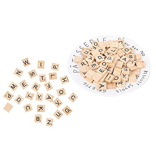 OVAQUIXI 2 Set Holzfliesen -Puzzle -Blöcke Handwerk Pädagogische Werkzeuge Kunsthandwerk für, Holzplatten mit Alphabetdesign (Kappen gemischt) von OVAQUIXI