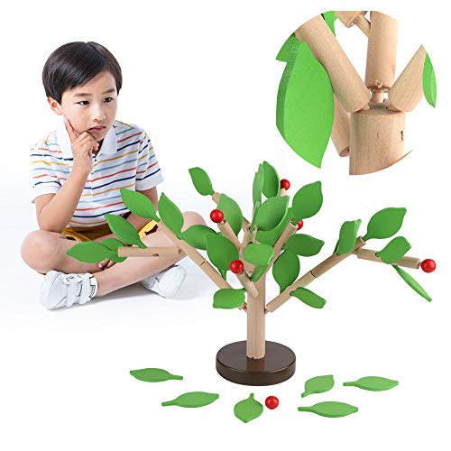OVAQUIXI 3D -hölzerne Zusammengebaute Spielzeugpuzzle Bausteine ​​DIY -Set für mit Elterninteraktion (Grüner Blattstil) von OVAQUIXI