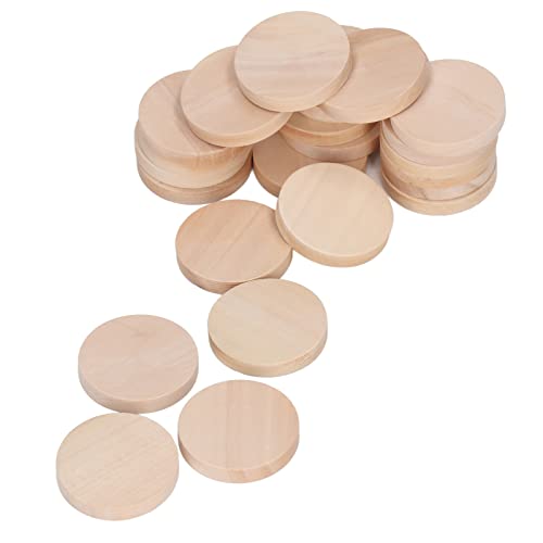 OVAQUIXI 50pcs Natürliche Runde Holzmünzen 1,2 Zoll Unvollendete Holzkreise für die Malerei DIY, Party/Hochzeitsdekoration von OVAQUIXI