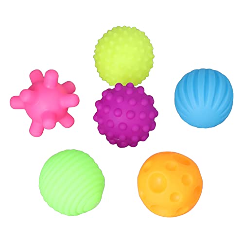OVAQUIXI 6pcs Infant Multicolor Strukturiertes Ballspielzeugset für Griffübung, Taktile Nervenentwicklung, Quietschen Spaß, Ideal für Heim- und Strandspiel, Plastikmaterial (Color) von OVAQUIXI
