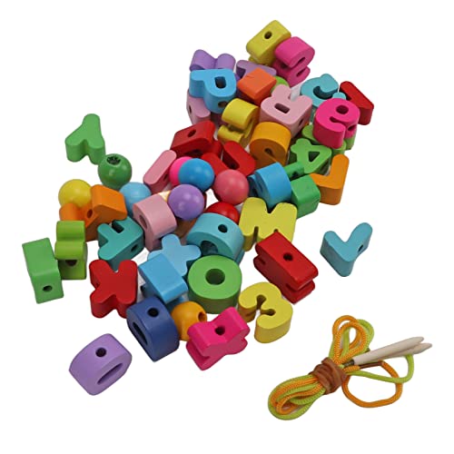OVAQUIXI Alphabetblöcke Blöcke Holz Alphabet Puzzle Hand Auge Koordination 51pcs Schnürbriefe Bildungsspielzeug für Eltern Eltern von OVAQUIXI