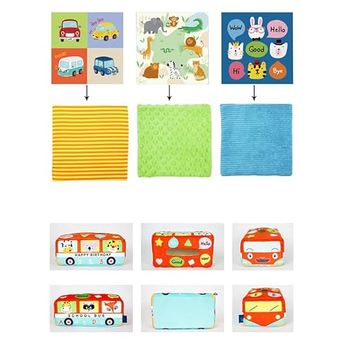 OVAQUIXI Baby Plüsch Simulation Tissue Box Spielzeug Weiches Lernen Sensorische Übungen für Pädagogische Vorschulkinder Material Plüsch (Busmodell) von OVAQUIXI