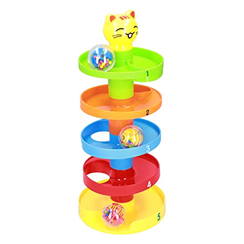 OVAQUIXI Buntes Roll -Rampen -Turmspielzeug mit Rotierender Funktion für die Entwicklung der Feinmotorik von Babys und Interaktives Spiel für über 6 Monate Altes Kind Geeignet (Puzzleball) von OVAQUIXI