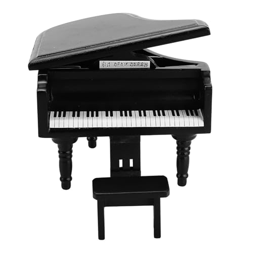 OVAQUIXI Dollhouse Piano Stool Set Exquisites Arbeitship, Perfekte Dekoration für 1:12 Puppenhaus, Ideal für Puppenliebhaber (Black) von OVAQUIXI