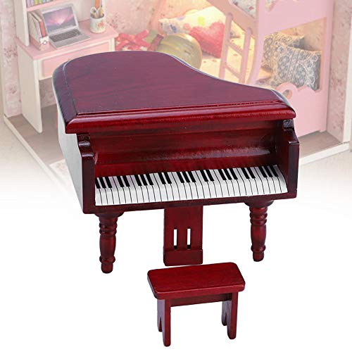 OVAQUIXI Dollhouse Piano Stool Set Exquisites Arbeitship, Perfekte Dekoration für 1:12 Puppenhaus, Ideal für Puppenliebhaber (Rot) von OVAQUIXI